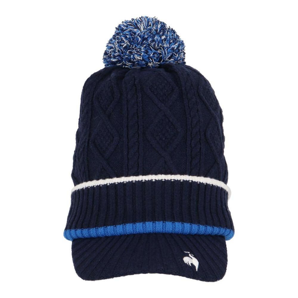 ルコック Le coq sportif　レディース ケーブル編み 庇付き ニットキャップ LG5FCP40L NV00 ネイビー　2025年モデル ネイビー