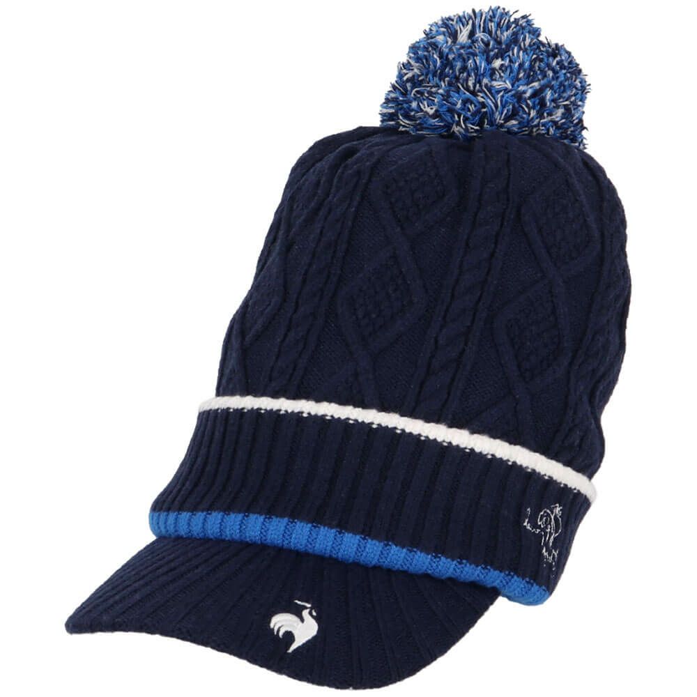 ルコック Le coq sportif　レディース ケーブル編み 庇付き ニットキャップ LG5FCP40L NV00 ネイビー　2025年モデル ネイビー 詳細2