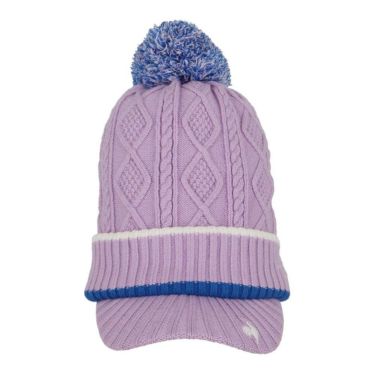 ルコック Le coq sportif　レディース ケーブル編み 庇付き ニットキャップ LG5FCP40L PP00 パープル　2025年モデル パープル