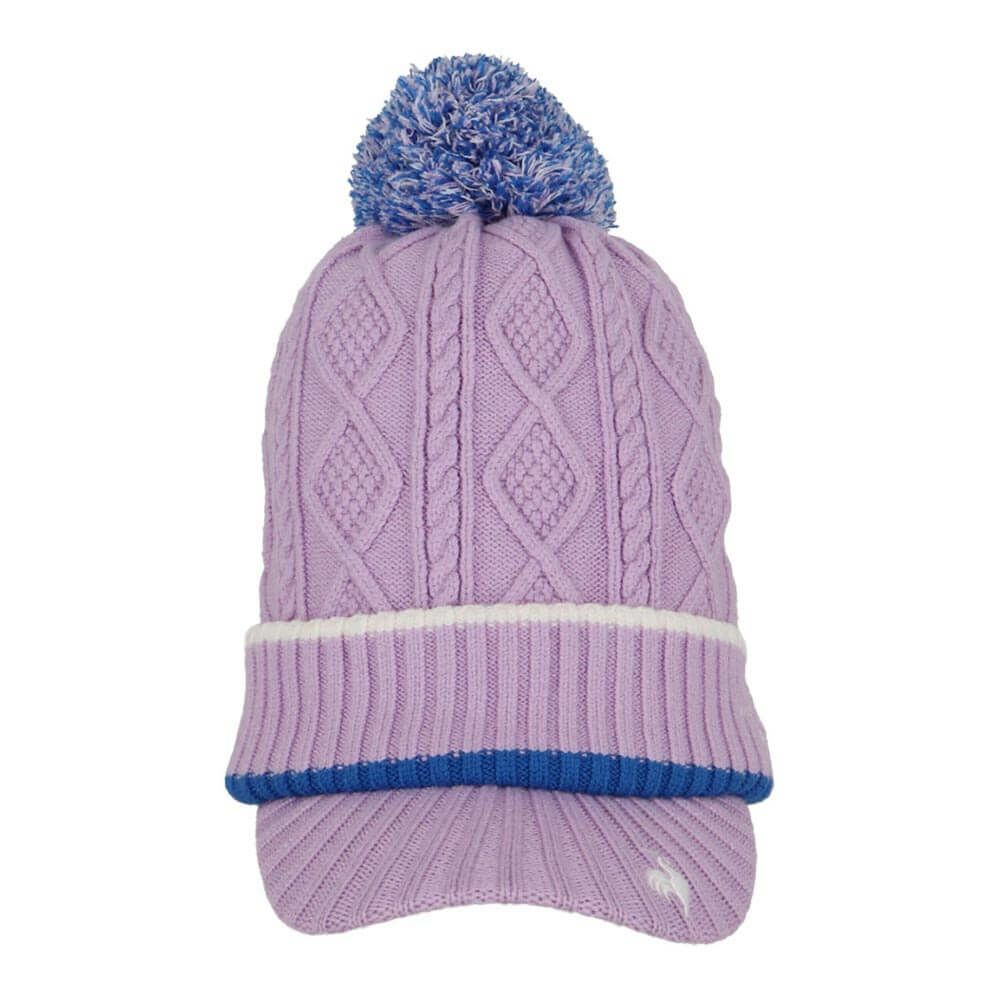 ルコック Le coq sportif　レディース ケーブル編み 庇付き ニットキャップ LG5FCP40L PP00 パープル　2025年モデル パープル