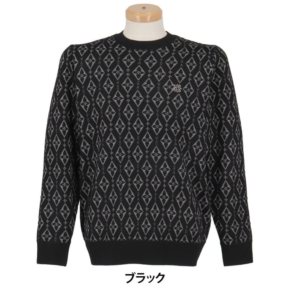 セントアンドリュース St ANDREWS　メンズ ダイヤロゴジャガード 長袖 クルーネック ニット プルオーバー 042-5270153　2025年モデル 詳細1 詳細2
