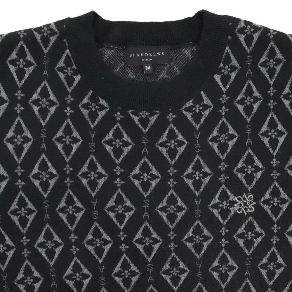 セントアンドリュース St ANDREWS　メンズ ダイヤロゴジャガード 長袖 クルーネック ニット プルオーバー 042-5270153　2025年モデル 詳細1 詳細5
