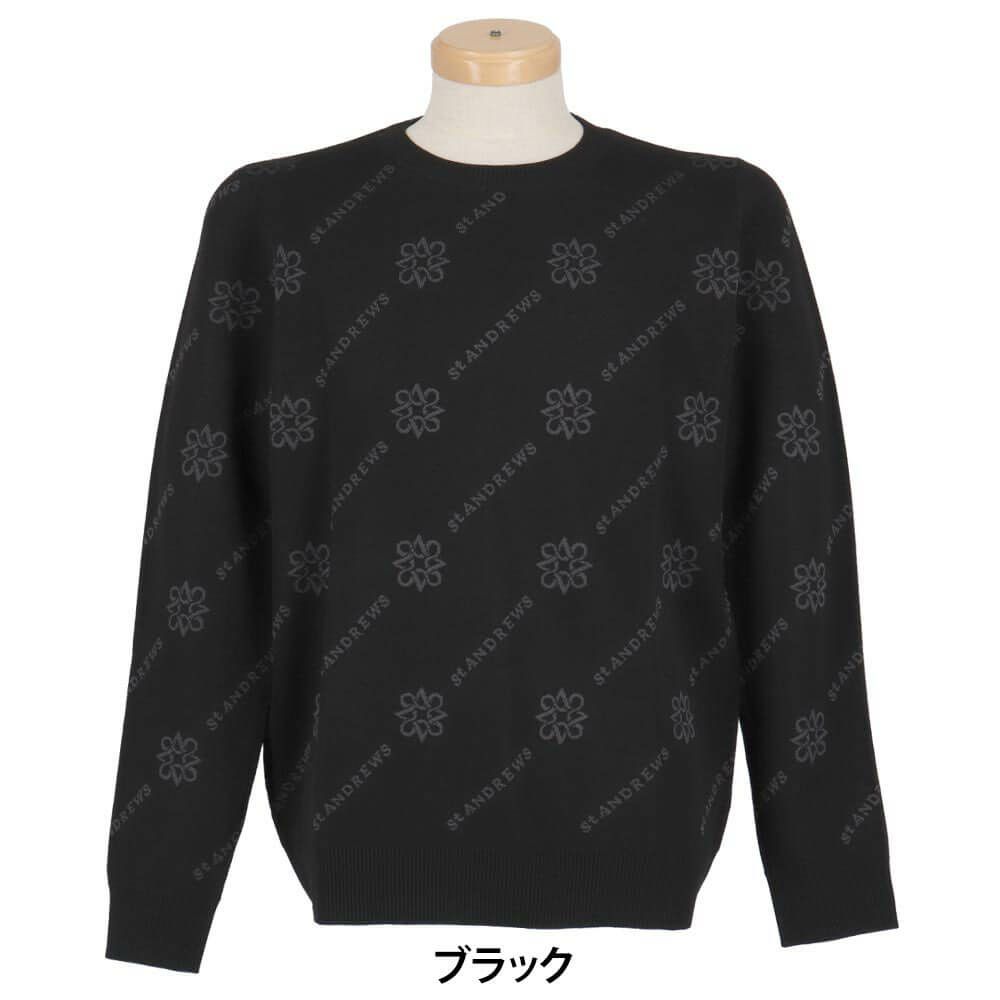 セントアンドリュース St ANDREWS　メンズ ロゴジャガード 長袖 クルーネック ニット プルオーバー 042-5270951　2025年モデル 詳細1 詳細2
