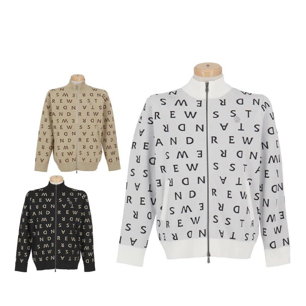 セントアンドリュース St ANDREWS　メンズ ロゴジャガード 長袖 フルジップ ニット 042-5272053　2025年モデル