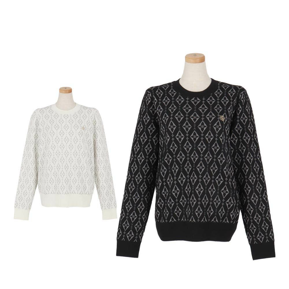 セントアンドリュース St ANDREWS　レディース ダイヤロゴジャガード 長袖 クルーネック ニット プルオーバー 043-5270154　2025年モデル 詳細1