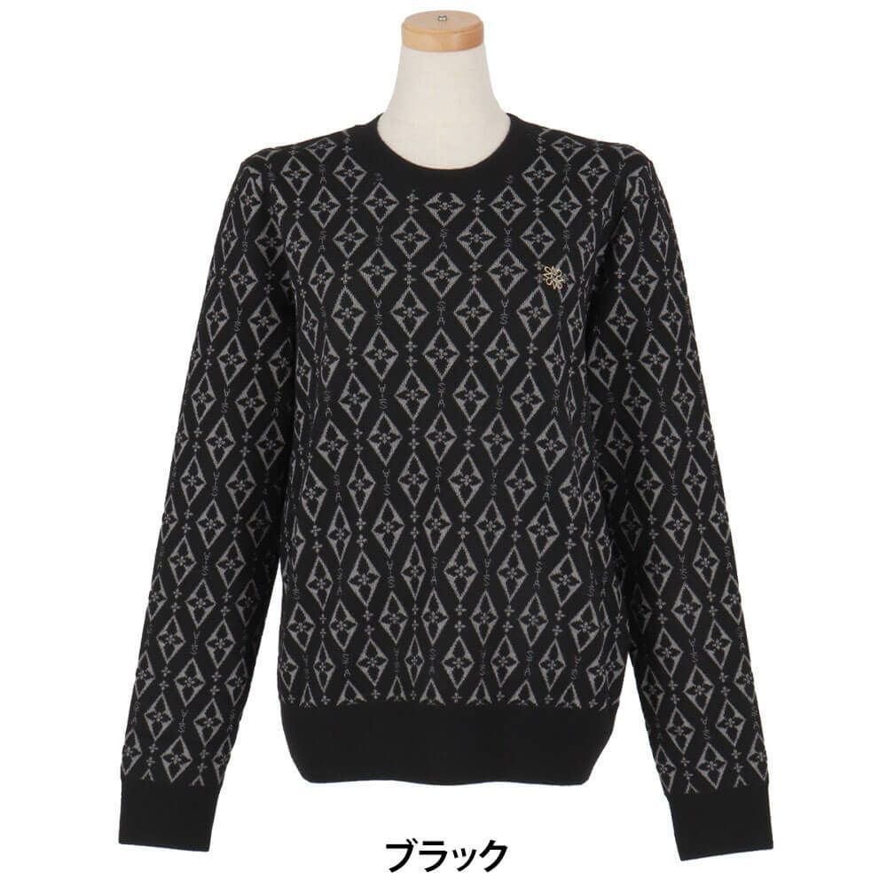 セントアンドリュース St ANDREWS　レディース ダイヤロゴジャガード 長袖 クルーネック ニット プルオーバー 043-5270154　2025年モデル 詳細1 詳細2