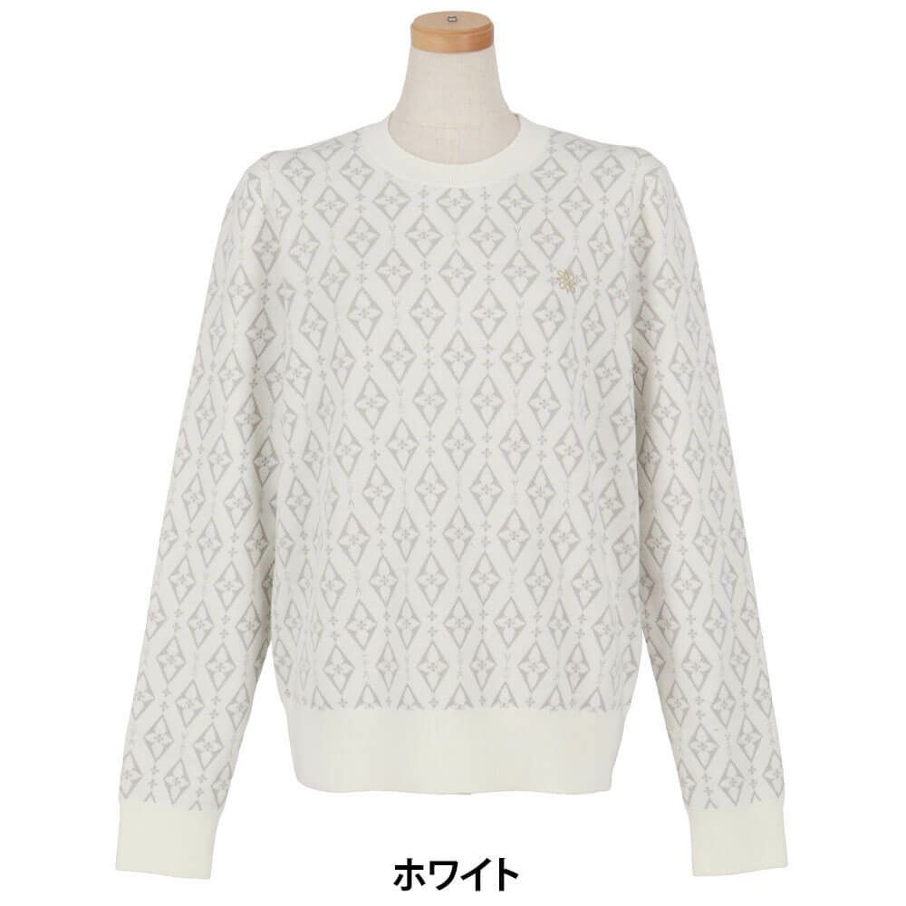 セントアンドリュース St ANDREWS　レディース ダイヤロゴジャガード 長袖 クルーネック ニット プルオーバー 043-5270154　2025年モデル 詳細1 詳細5