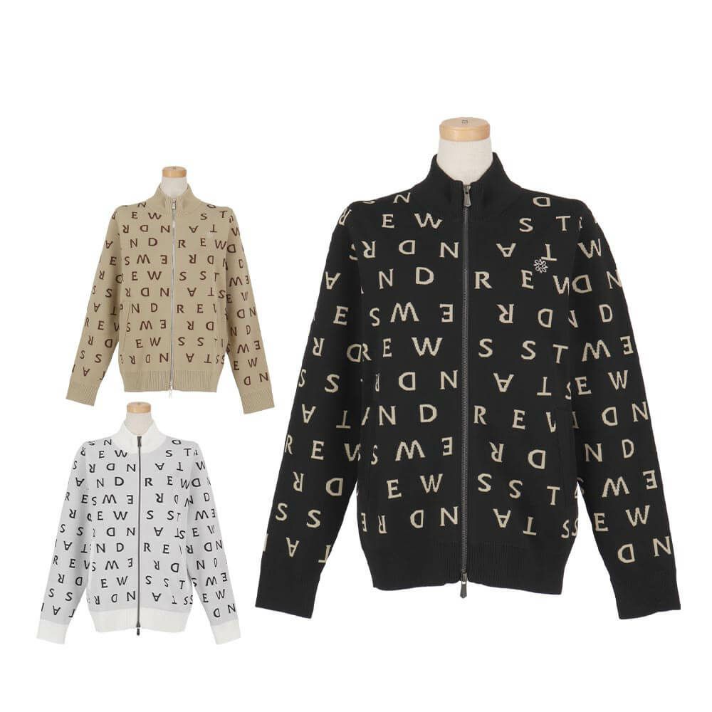 セントアンドリュース St ANDREWS　レディース ロゴジャガード 長袖 フルジップ ニット 043-5272054　2025年モデル