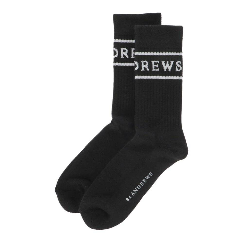セントアンドリュース St ANDREWS　メンズ ライン ミドルソックス 042-5286051 010 ブラック　2025年モデル ブラック
