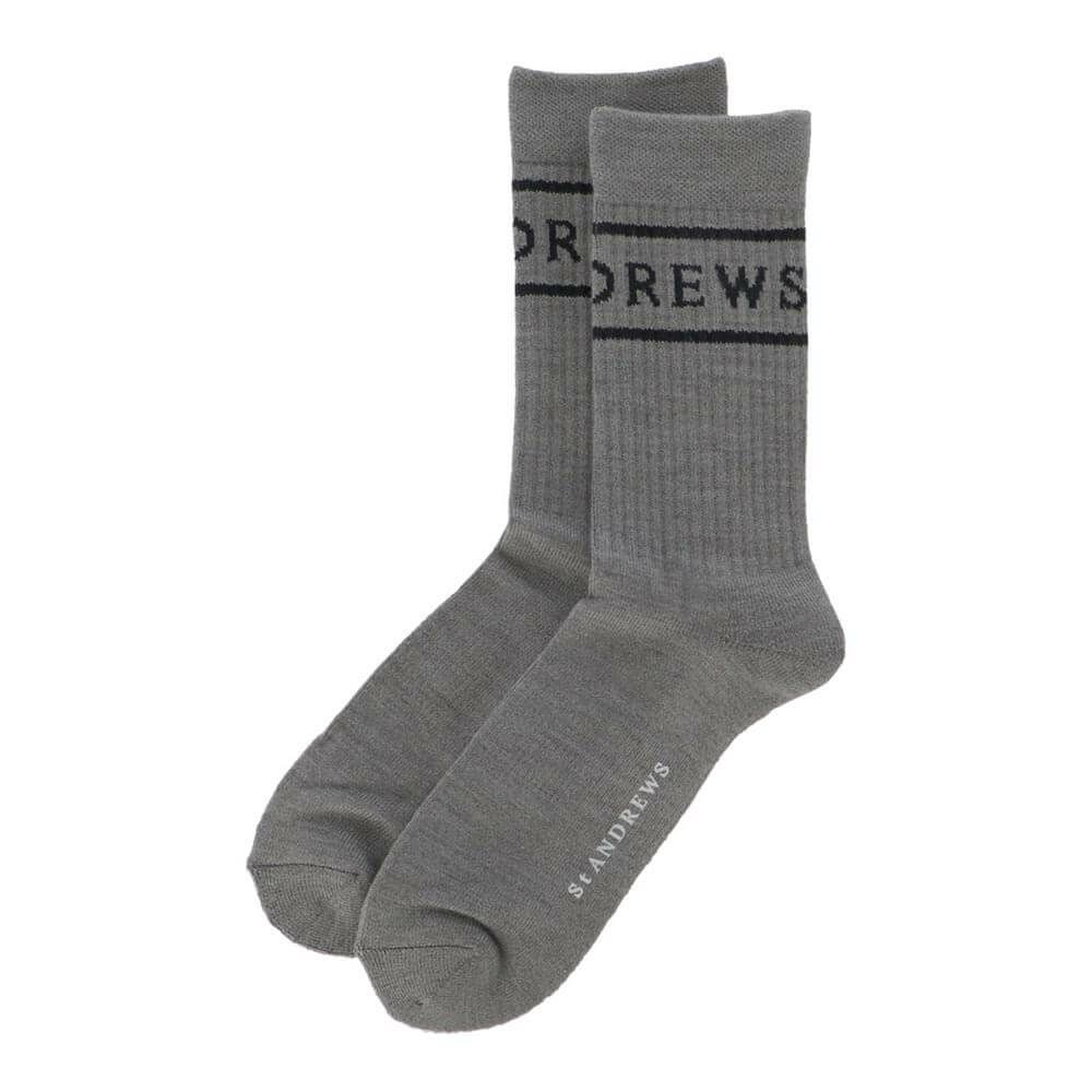 セントアンドリュース St ANDREWS　メンズ ライン ミドルソックス 042-5286051 020 グレー　2025年モデル グレー