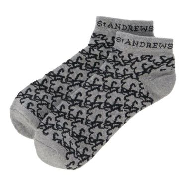 セントアンドリュース St ANDREWS　メンズ ロゴジャガード アンクルソックス 042-5286851 020 杢グレー　2025年モデル 杢グレー