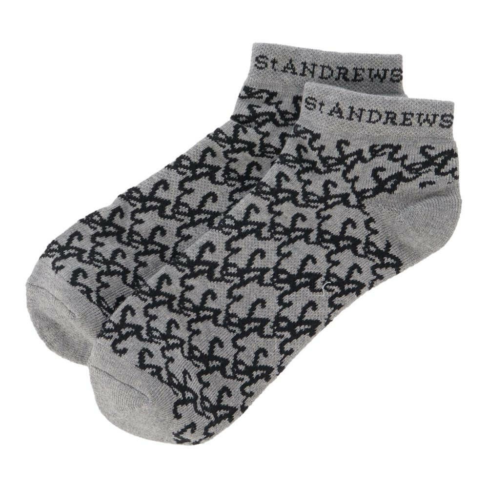 セントアンドリュース St ANDREWS　メンズ ロゴジャガード アンクルソックス 042-5286851 020 杢グレー　2025年モデル 杢グレー