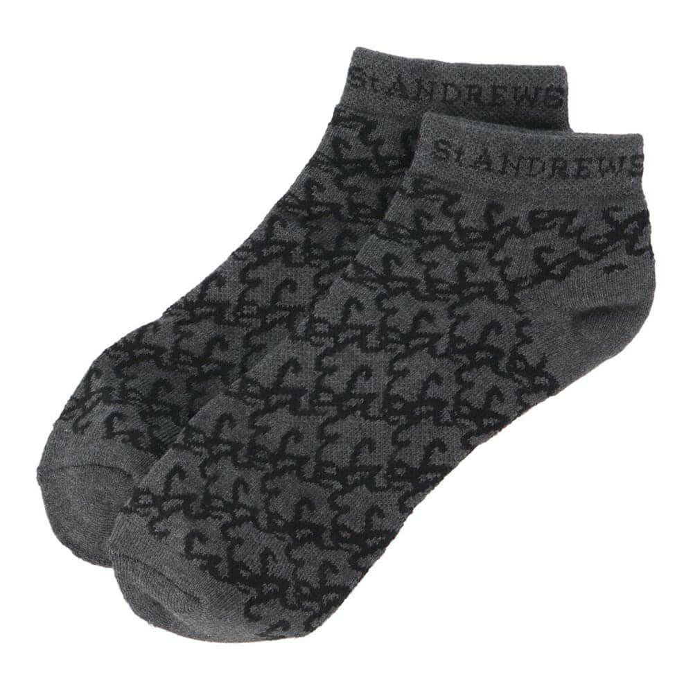 セントアンドリュース St ANDREWS　メンズ ロゴジャガード アンクルソックス 042-5286851 021 チャコール　2025年モデル チャコール