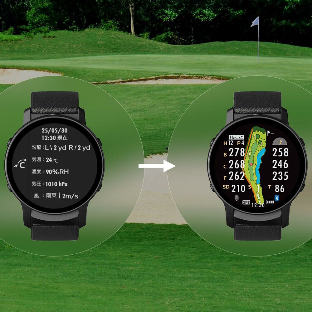 グリーンオン ザ・ゴルフウォッチ THE GOLF WATCH GS601　腕時計型 GPSゴルフナビ 距離計測器　ブラック 詳細6