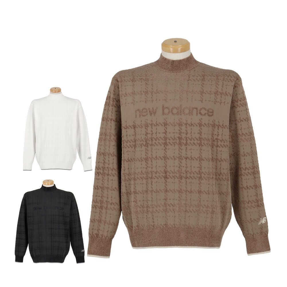 ニューバランスゴルフ　メンズ グレンチェック柄 長袖 モックネック ニット プルオーバー 012-5270007　2025年モデル 詳細1