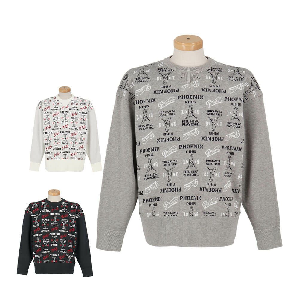 ピン PING　メンズ ジャカード 長袖 クルーネック ニット プルオーバー 621-5270002　2025年モデル 詳細1