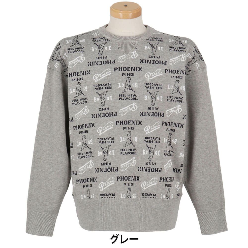 ピン PING　メンズ ジャカード 長袖 クルーネック ニット プルオーバー 621-5270002　2025年モデル 詳細1 詳細2