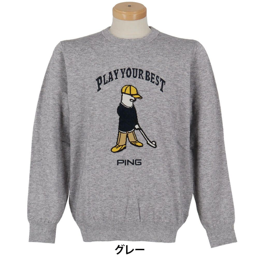 ピン PING　メンズ Mr.PING ジャカード 長袖 クルーネック ニット プルオーバー 621-5270902　2025年モデル 詳細1 詳細2