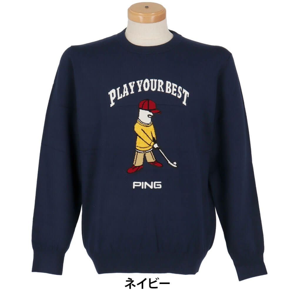 ピン PING　メンズ Mr.PING ジャカード 長袖 クルーネック ニット プルオーバー 621-5270902　2025年モデル 詳細1 詳細10
