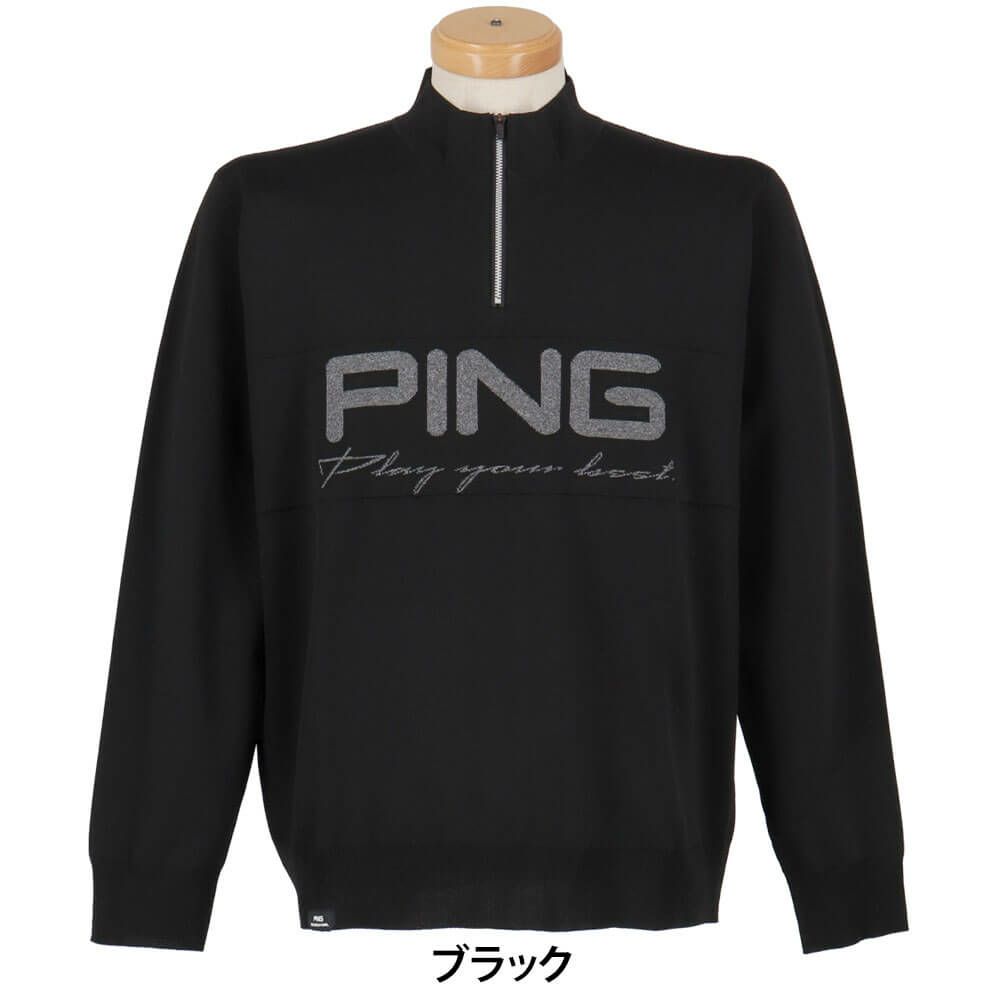 ピン PING メンズ ハーフジップ 長袖 ハイネック ジャガード ニット
