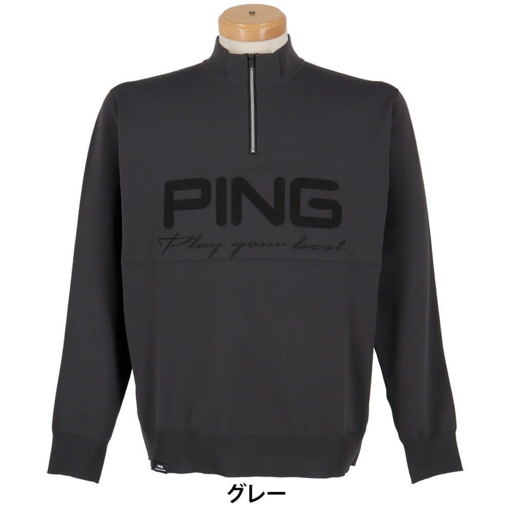 ピン PING　メンズ ハーフジップ 長袖 ハイネック ジャガード ニット 621-5275900　2025年モデル 詳細1 詳細5