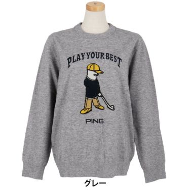ピン PING　レディース Mr.PING ジャカード 長袖 クルーネック ニット プルオーバー 622-5270901　2025年モデル 詳細2