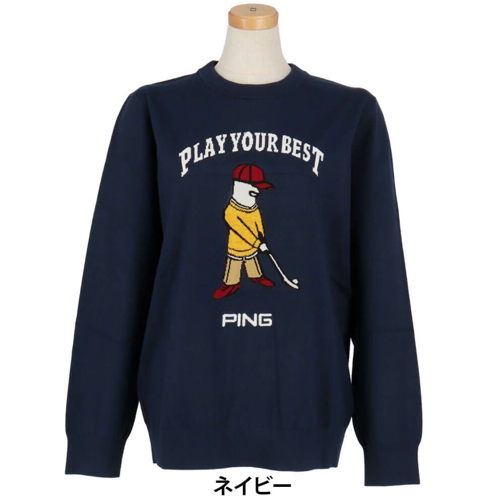 ピン PING　レディース Mr.PING ジャカード 長袖 クルーネック ニット プルオーバー 622-5270901　2025年モデル 詳細10