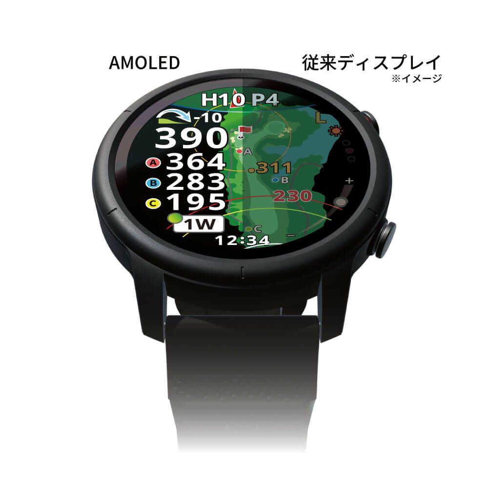 ショットナビ　Shot Navi VELLIX V14 べリックス 1.43インチ AMOLED　腕時計型 GPSゴルフナビ 距離計測器　ブラック 詳細4