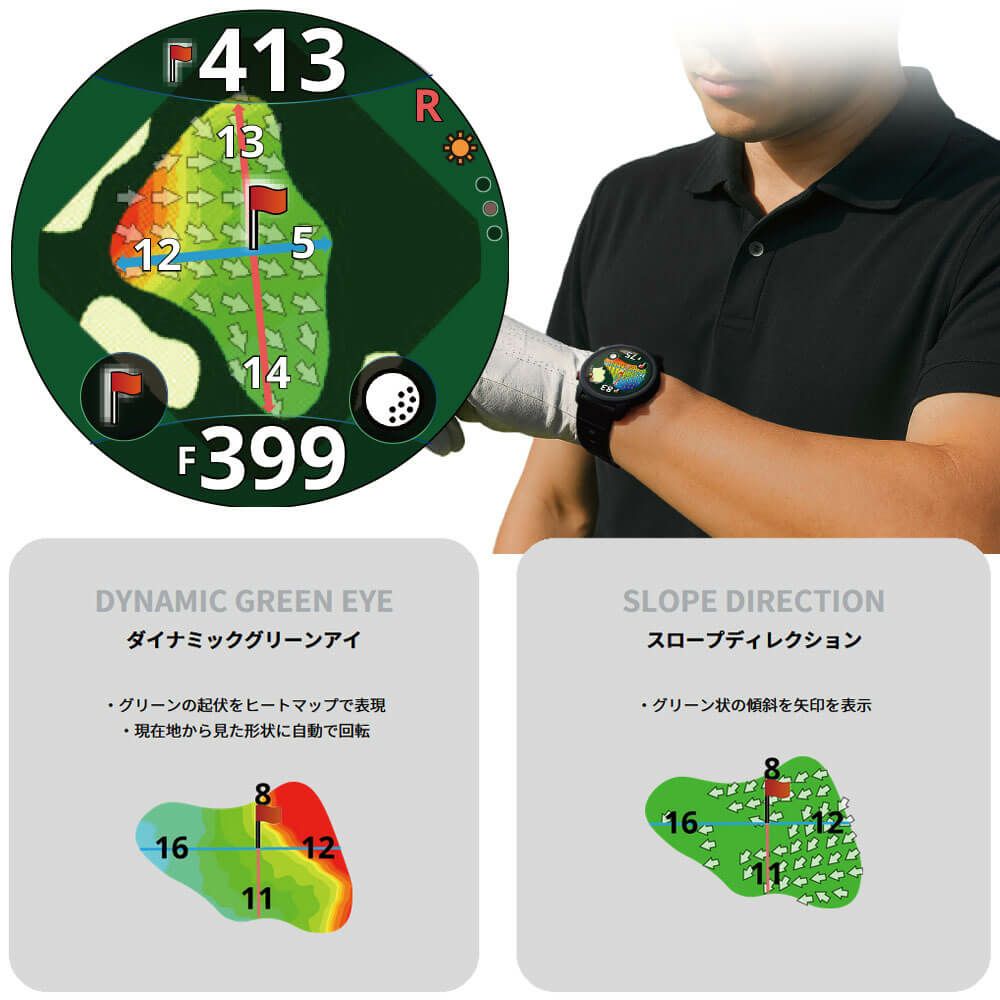 ショットナビ　Shot Navi VELLIX V14 べリックス 1.43インチ AMOLED　腕時計型 GPSゴルフナビ 距離計測器　ブラック 詳細9