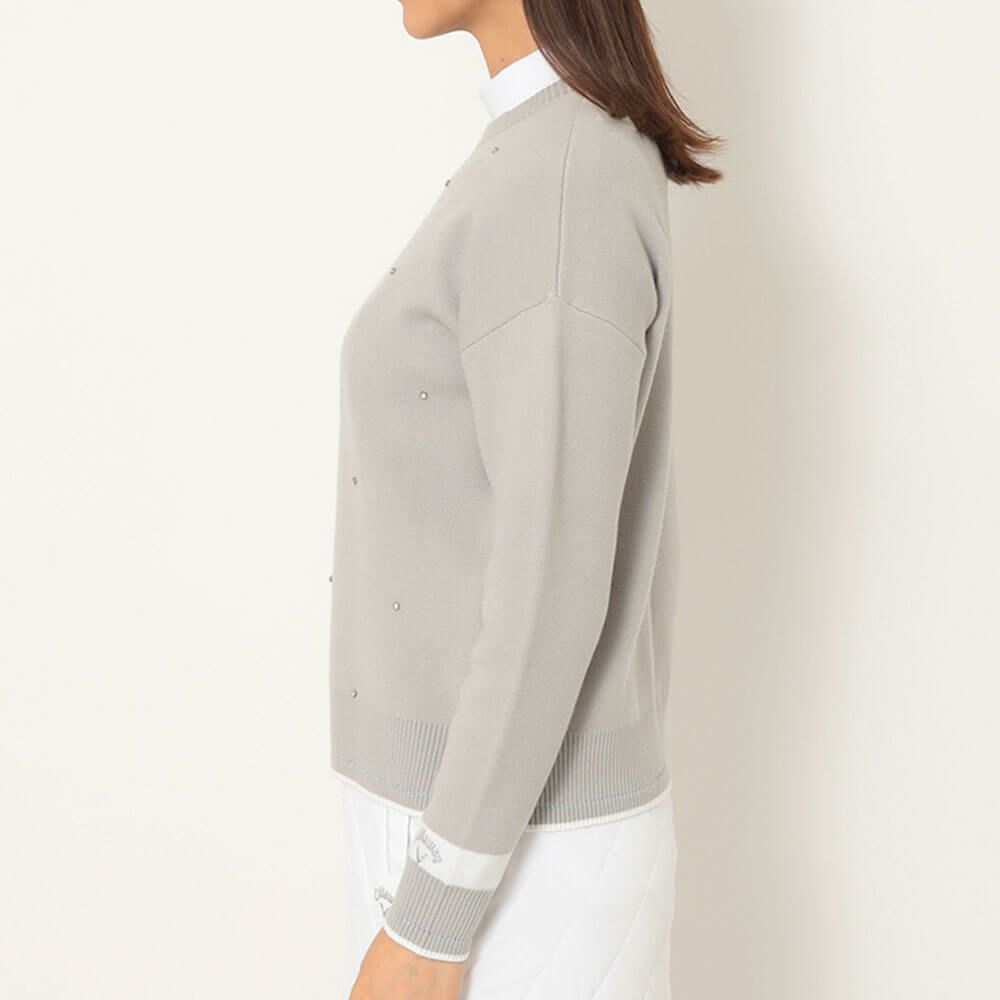 キャロウェイ Callaway　レディース クルーネック 長袖 ラインストーン付き ニット C25218201　2025年モデル 詳細1 詳細7