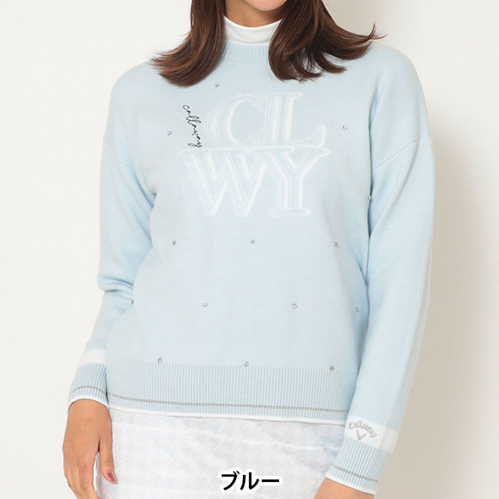 キャロウェイ Callaway　レディース クルーネック 長袖 ラインストーン付き ニット C25218201　2025年モデル 詳細1 詳細14
