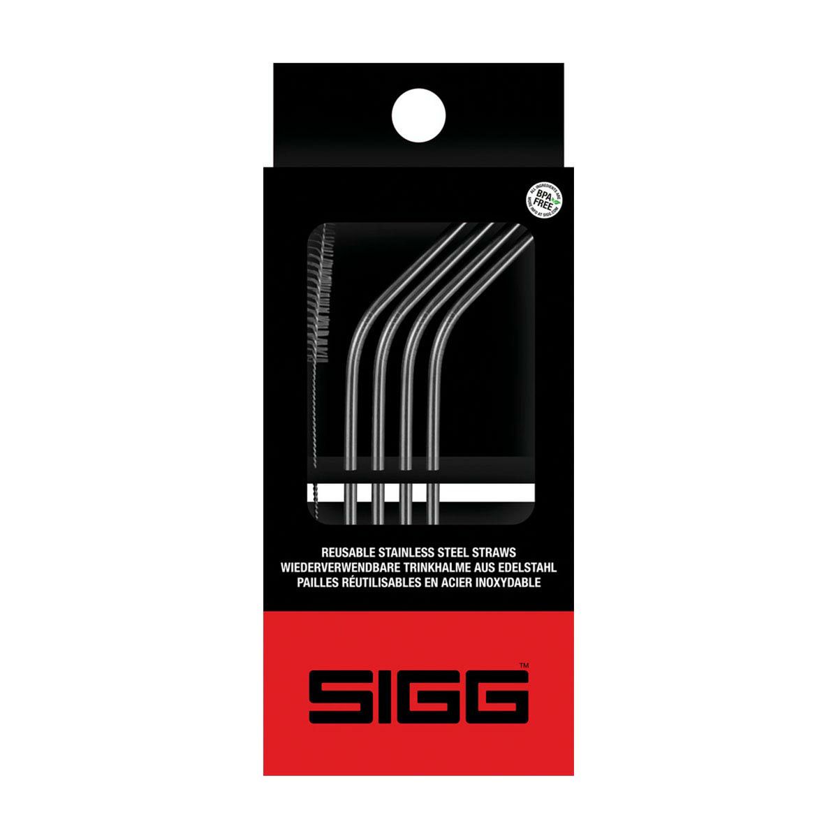シグ SIGG　 ステンレスストロー(4本入り)ブラシ付き シルバー　ストロー  シルバー（60196）