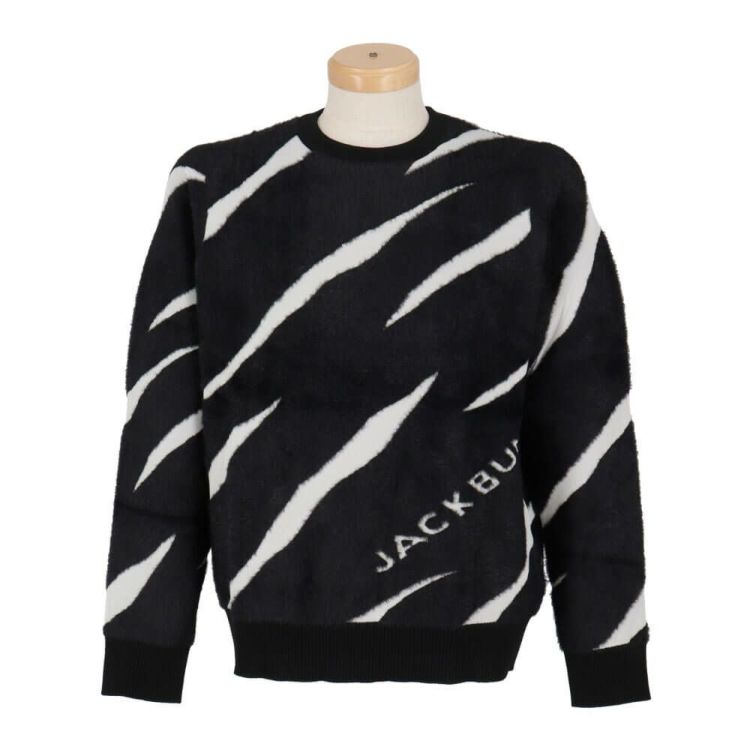 【ジャックバニー】メンズ　長袖ウェア セーター　4 ブラック ジャックバニー Jack Bunny!! メンズ 12Gダブルジャガード クルー