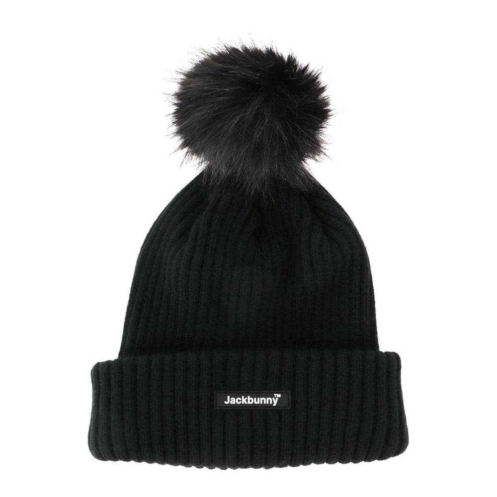 ジャックバニー Jack Bunny!!　ファー大梵天付 ニットキャップ 262-5287104 010 ブラック　2025年モデル  ブラック
