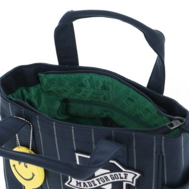 パーリーゲイツ PEARLY GATES　SMILEチャーム付き ピンストライプ柄 カートバッグ 053-5281911 121 ネイビー　2025年モデル ネイビー 詳細4