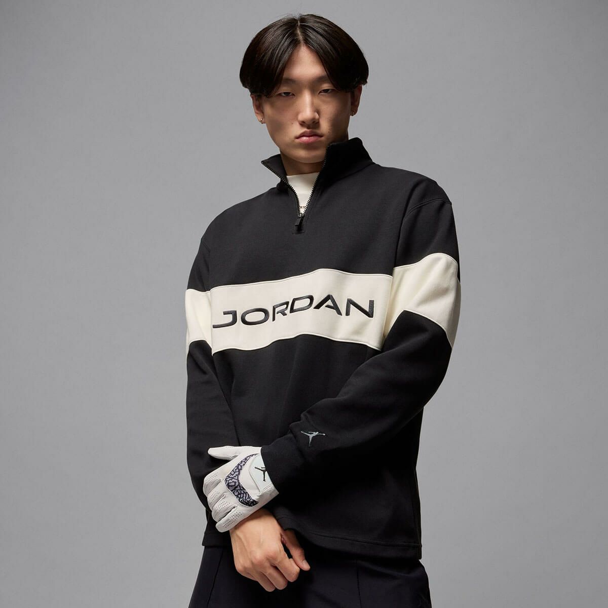 Jordan ジョーダン　メンズ フリース Dri-FIT ハーフジップ 長袖 HF9919 010 ブラック/セイル/ダークシャドウ 詳細5
