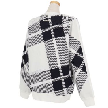 パーリーゲイツ PEARLY GATES　レディース 14G ジャガードチェック柄 長袖 クルーネック ニット プルオーバー 055-5270014　2025年モデル ホワイトベース 詳細2