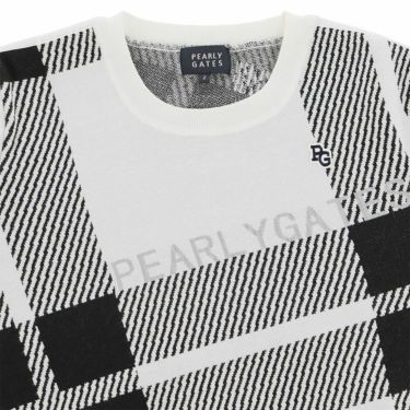 パーリーゲイツ PEARLY GATES　レディース 14G ジャガードチェック柄 長袖 クルーネック ニット プルオーバー 055-5270014　2025年モデル ホワイトベース 詳細4