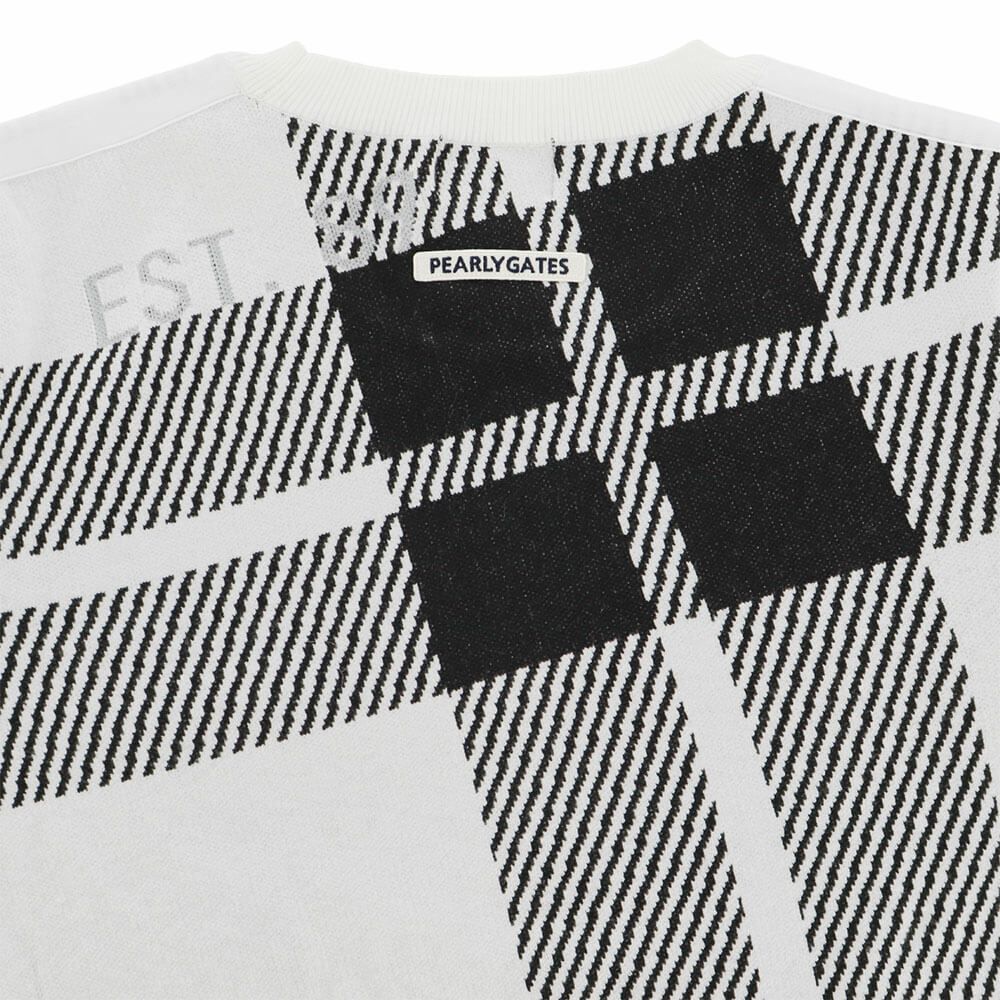 パーリーゲイツ PEARLY GATES　レディース 14G ジャガードチェック柄 長袖 クルーネック ニット プルオーバー 055-5270014　2025年モデル ホワイトベース 詳細5