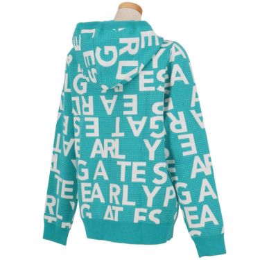 パーリーゲイツ PEARLY GATES　レディース 12G ダブルジャガード ロゴ総柄 長袖 フルジップ ニット フーディ 055-5272020　2025年モデル 詳細1 詳細3