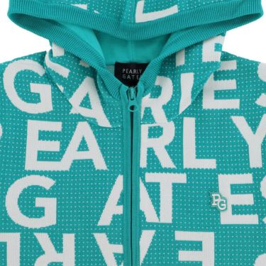 パーリーゲイツ PEARLY GATES　レディース 12G ダブルジャガード ロゴ総柄 長袖 フルジップ ニット フーディ 055-5272020　2025年モデル 詳細1 詳細5