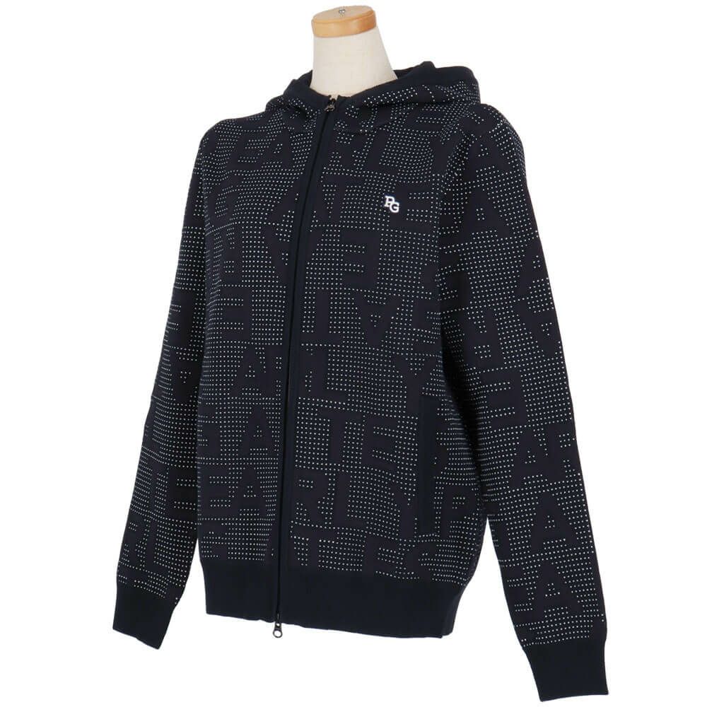 パーリーゲイツ PEARLY GATES　レディース 12G ダブルジャガード ロゴ総柄 長袖 フルジップ ニット フーディ 055-5272020　2025年モデル 詳細1 詳細10