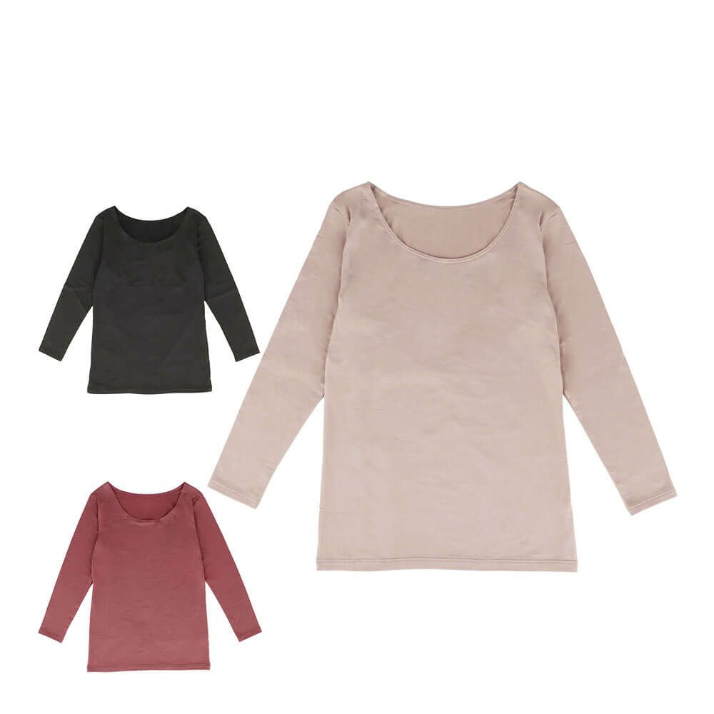 B.V.D. レディース 瞬暖 あったかインナー 裏起毛 8分袖 シャツ BAKH38B 詳細1